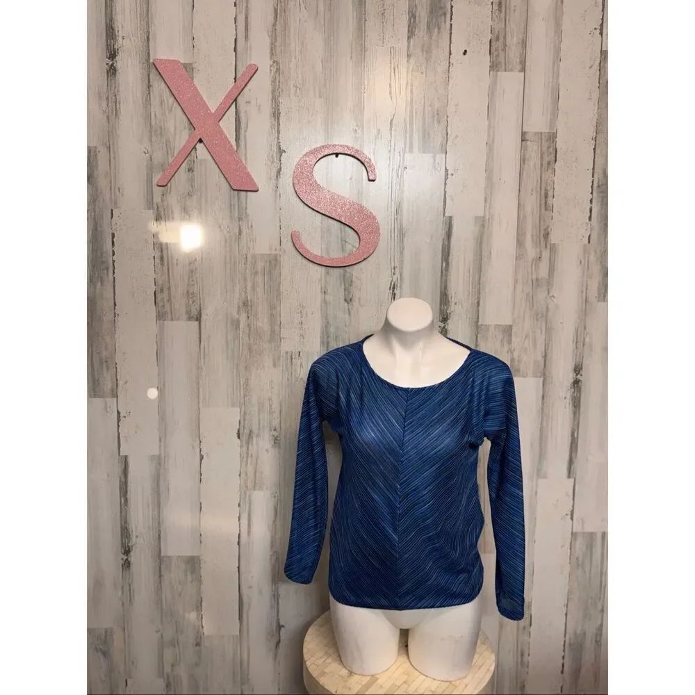 Jones New York Signature Petite Blue Long Sleeve Top Women’s Size P/PS
